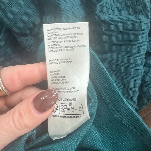 Maeve Mock Neck Puff Sleeve Textured Teal XS Romantic Feminine Chic Cottagecore - Picture 4 of 4